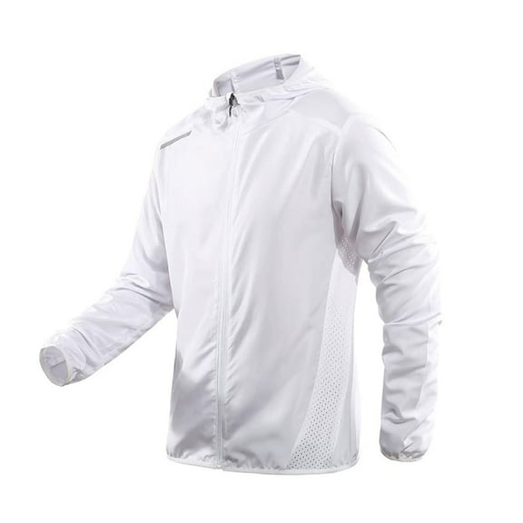FYEGRE Men's Summer Lightweight Ice Silk Outdoor Sun Windbreaker Jacket for Daily Casual Wear and White XL