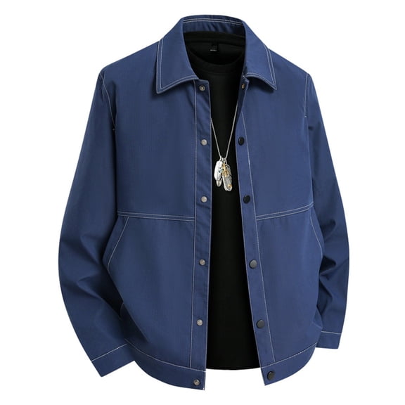 FYEGRE Men's Utility Casual Jacket Lightweight Outdoor Windbreaker For Daily Streetwear And Style Comfortable Wear Blue XXL