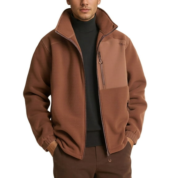 FYEGRE Men's Warm Windproof Jacket Outdoor Thermal Insulated Coat For Cold Weather Winter Casual Wear Coffee XL