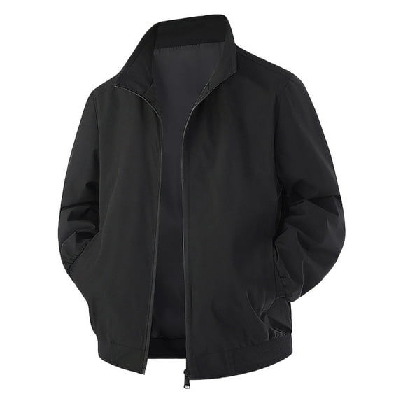 FYEGRE Modern Stand Collar Windbreaker Jacket for Men Lightweight Slim Fit Outerwear All Season Daily Commute Versatile Style Black XXXXL