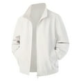 thumbnail image 1 of FYEGRE Modern Tailored Fit Stand Collar Lightweight Windbreaker Coat For Men Versatile Daily Wear Autumn Winter Casual Jacket Outerwear Business Leisure Outfits White XL, 1 of 4