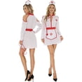 thumbnail image 1 of FYEGRE Nurse Lingerie for Women, Nurse Woman Halloween Sheer Mini Dress Backless White M, 1 of 4