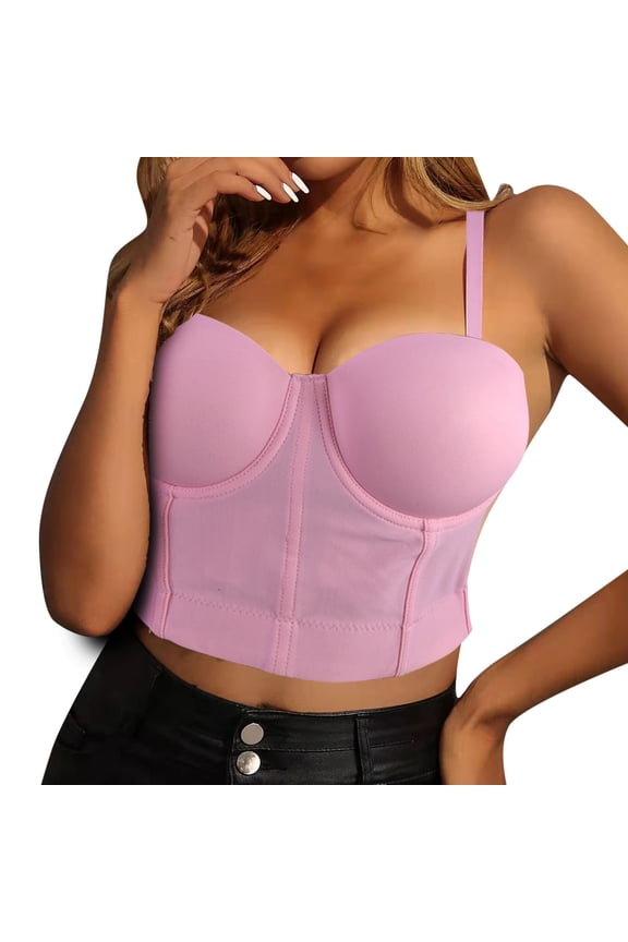 Open Back Tube Top Bra with Detachable Sling Strap for Body Shaping and Support Ideal for Bridesmaid Dancer Performance Wear Pink S