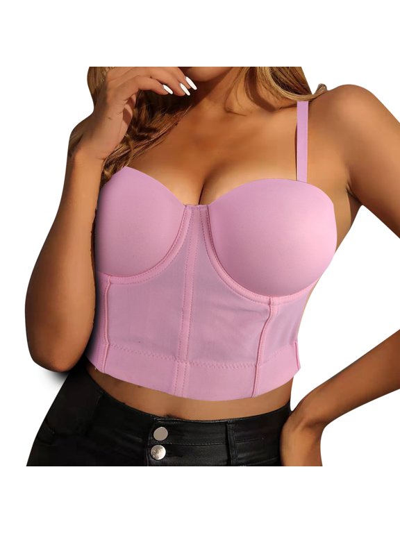 Open Back Tube Top Bra with Detachable Sling Strap for Body Shaping and Support Ideal for Bridesmaid Dancer Performance Wear Pink S