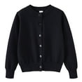 thumbnail image 1 of FYEGRE Organic Cotton Toddler Sweater Girls Knitted Cardigan Outerwear Soft Cozy Long Sleeve Button Front Casual Warm Pullover Top For Toddler Kids Black 4-5 Years, 1 of 6