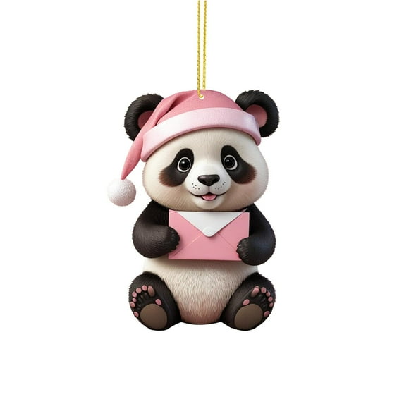 nTRIUQJ Panda Christmas Ornaments for Tree, Cute Acrylic Hanging Decorations, Unique Animal Theme Holiday Decor for Home A