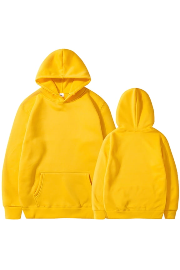 Pet Walking Women's Hoodie Custom DIY Women Solid Rope Hoodie Long Sleeve Pullover with Front Pocket Yellow L