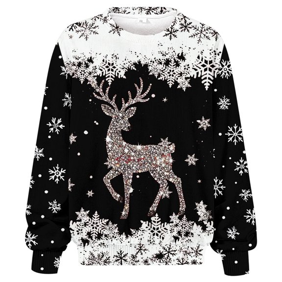 FYEGRE Plus Size Winter Ribbed Crewneck Sweatshirt Long Sleeve Letter Print Hoodless Pullover Soft Warm Casual Loungewear Fashion Comfort Fit Black XXL