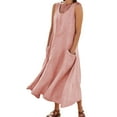 thumbnail image 1 of FYEGRE Plus Size Women's Casual Solid Color Tank Dress Women Summer Maxi Dresses A-line Tiered Flowy V Neck Sleeveless Swing Casual Beach Travel Sundress Pink M, 1 of 6