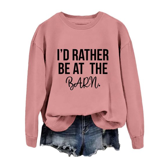 FYEGRE Pullover Sweatshirt for Women - Crewneck Workout Casual Basic Fall Sweat Shirts Pink S