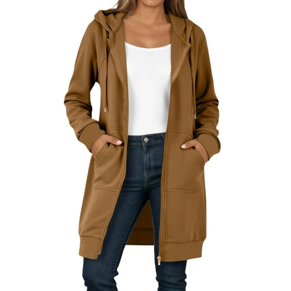 FYEGRE Running Warm-Up Ladies' Hoodie Women's Long Sleeve Zippered Hooded Sweatshirt Jacket for Casual Fall and Winter Wear Comfortable Full Zip Outerwear BW1 XXL