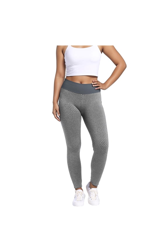 Scrunch Lifting Workout Leggings for Women High Waisted Yoga Pants Tummy Control Gym Booty Textured Tights Grey S