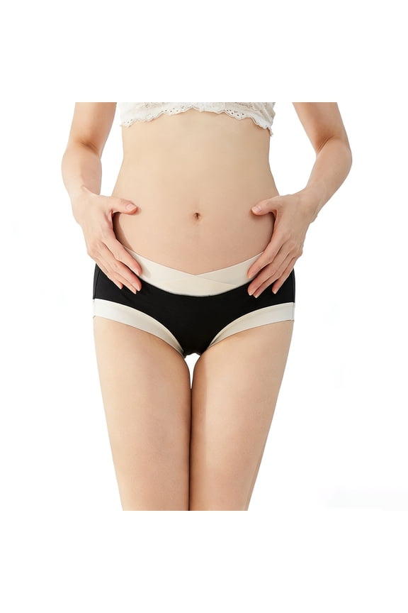 Seamless Maternity Underwear Low Rise Bikini With Supportive Belly Band For Enhanced Pregnancy And Postpartum Comfort Black M