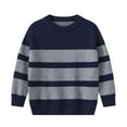 thumbnail image 1 of FYEGRE Soft Fleece Lined Kids Sweater Stylish Striped Knit Sweater for Toddler Boys Long Sleeve Cozy Pullover Top Soft Yarn Comfortable Everyday Wear Durable Quality Navy 9-10 Years, 1 of 3