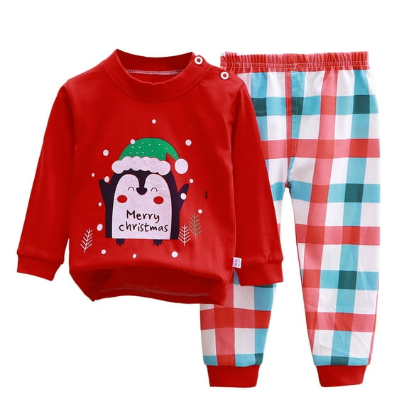 FYEGRE Soft Toddler Sleepwear Long Sleeve Pajama Set For Boys And Girls Cozy Autumn Homewear Outfit Comfortable Childrenswear Nightwear Red1 3-4 Years