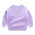 thumbnail image 1 of FYEGRE Spring Lightweight Kids Sweater Boys Winter Knit Sweater Long Sleeve Solid Color Top Warm Comfortable Clothing For Toddler Children Purple 6-7 Years, 1 of 5