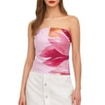 thumbnail image 1 of FYEGRE Strapless Tube Tops for Women Summer Y2K Floral Bandeau Cute Crop Tops Trendy Sleeveless Going Out Outfits Red L, 1 of 8