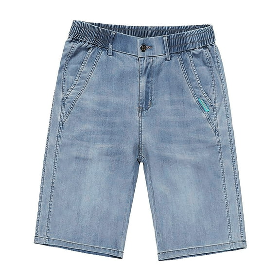 FYEGRE Stretch Jeans Men's High Street Designer Zip Fly Straight Leg Denim Trousers for Casual Style and Everyday Comfortable Wear Blue 33