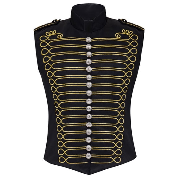 FYEGRE Style Gothic Drummer Vest for Performances and Themed Role Playing Events Gold S