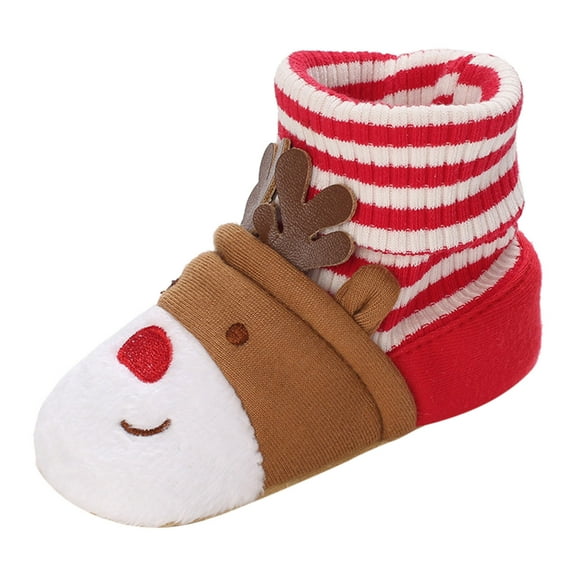 FYEGRE Stylish Boots Cozy Winter Footwear with Festive Cartoon Designs for Secure Indoor and Outdoor Adventures Red 0-6 Months
