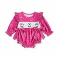 thumbnail image 1 of FYEGRE Stylish Girls Long Sleeve Print Romper Bodysuit Soft Stretchy Elastic Waist Casual Outfit For Toddlers Daily Wear Comfortable Spring Summer Attire Red 12-18 Months, 1 of 2