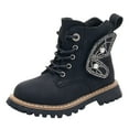 thumbnail image 1 of FYEGRE Stylish Girls Platform Boots with Wing Design for Comfortable Everyday Wear and Soft Sole Footwear Black 10-10.5 Years, 1 of 6