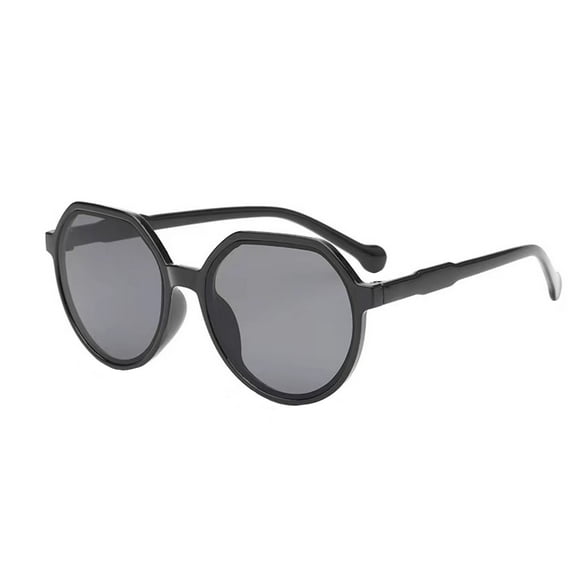 FYEGRE Stylish Round Frame Sunglasses with Solid Color and Modern Color Blocking Design for Everyday Outdoor Black