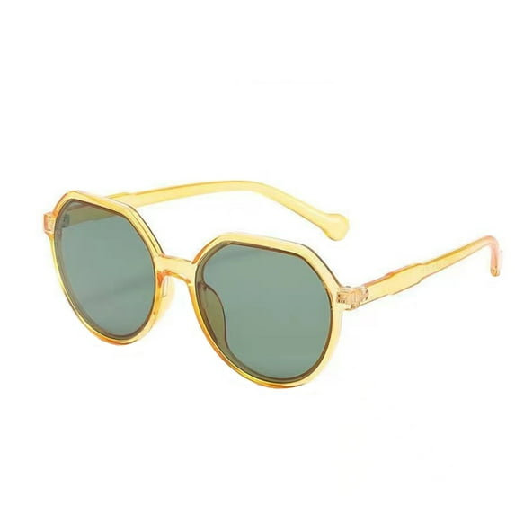 FYEGRE Stylish Round Frame Sunglasses with Solid Color and Modern Color Blocking Design for Everyday Outdoor Green
