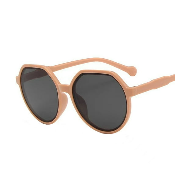 FYEGRE Stylish Round Frame Sunglasses with Solid Color and Modern Color Blocking Design for Everyday Outdoor Pink