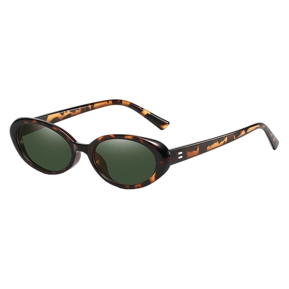 FYEGRE Stylish Women's Polarized Oval Retro Sunglasses with Classic Design for Fashionable Sun and Outdoor Activities Dark Green