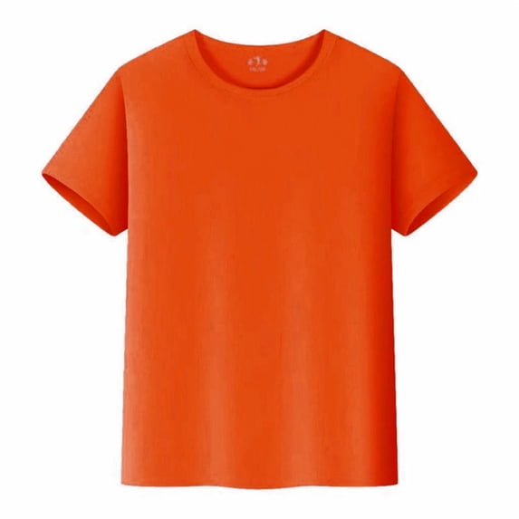 FYEGRE Summer T-Shirts for Boys Girls Toddler Kids T Shirts Short Sleeve Plain Tops Tees Orange 11-12 Years