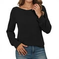 thumbnail image 1 of FYEGRE Sweaters for Women Casual Long Sleeve Fall Ladies Tunics Tops Boat Neck Dressy Pullover Blouses 2025 Fashion Clothing Black XL, 1 of 2