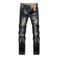 thumbnail image 1 of FYEGRE Tall Jeans for Men Men's Slim Fit Ripped Knee Jeans with Stretch Comfort and Classic Solid Color Design for Everyday Casual Wear Blue 40, 1 of 8