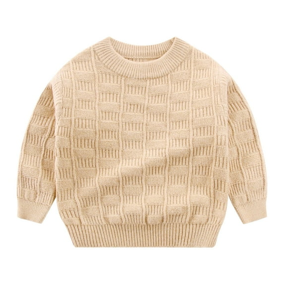 FYEGRE Tencel Toddler Sweater Boys Winter Knit Sweater Long Sleeve Solid Color Top Warm Comfortable Clothing For Toddler Children Khaki 3-4 Years
