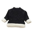 thumbnail image 1 of FYEGRE Tencel Toddler Sweater Girls Winter Warm Lined Crewneck Pullover Low Neck Cozy Casual Knitted Top For Cold Weather Comfort Black 4-5 Years, 1 of 4