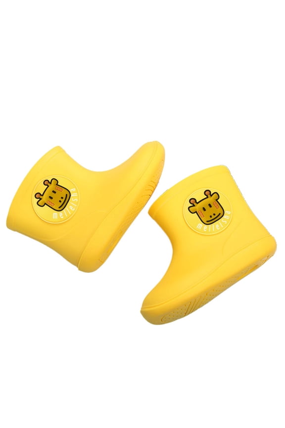 Toddler Rain Boots Kids Easy-on Rain shoes Children Waterproof Shoes for Boys Girls Cartoon Themed Kids Rain Boots for Boys Girls Outdoor Play and Puddle Jumping Yellow 1-2 Years