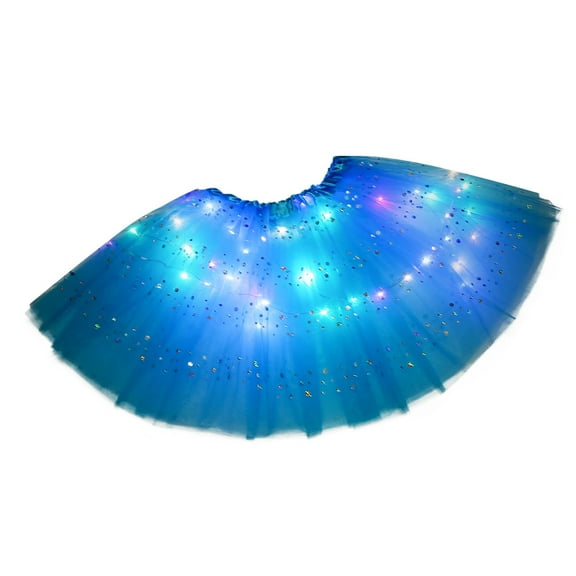 FYEGRE Tutu Skirt Layered Tutus for Women Light up 80's Tulle Tutu Skirt Party Halloween Sky Blue One Size
