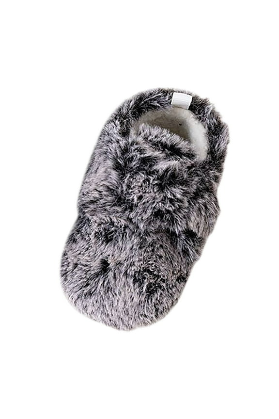 Unisex Baby Slippers Winter Warm Booties Crib Footwear Non- Sole Toddler First Walking Shoes Flexible Comfortable Lightweight Design Grey 6-8 Months
