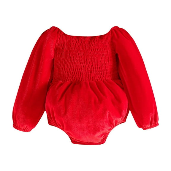 FYEGRE Velvet Long Sleeve Romper Bodysuit For Boys Christmas Party And Holiday Celebration Outfits Red 12-18 Months