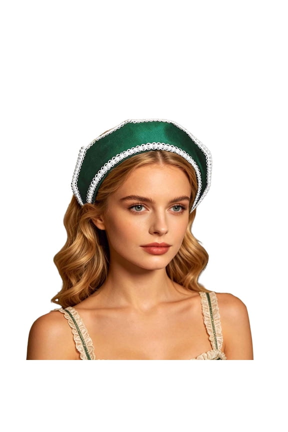 Victorian Vintage Headwear for Women Elizabethan Tudor Coronet Pilgrim Accessory Anne Boleyn Hat Green One Size