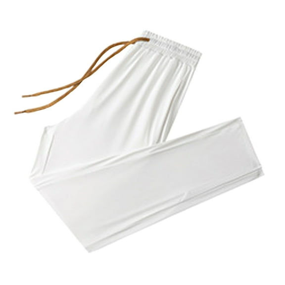 FYEGRE Waffle Knit Ladies' Casual Pants Cool Ice Silk Sweatpants Super Stretch Joggers for Women and Men Comfortable White L