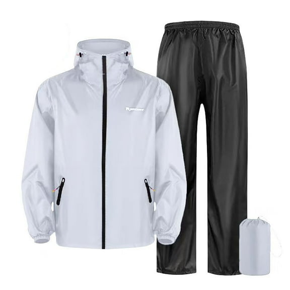 FYEGRE Waterproof Rain Suits for Men, 2 Pieces Breathable & Windproof Rainwear White XXXL