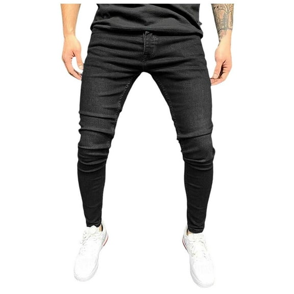 FYEGRE Wide Leg Jeans Men's Baggy Jeans Loose Fit Denim Trousers High Waist Stretch Straight Leg Oversized Casual Cargo Pants for Everyday Wear Black XXL
