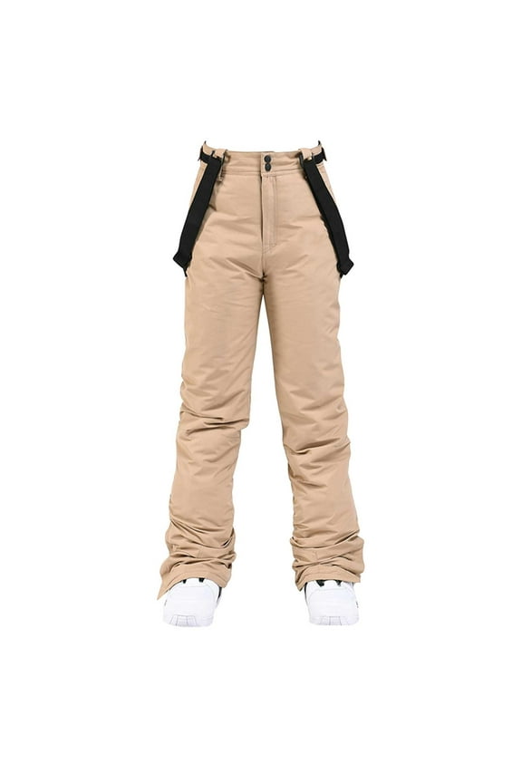 Women Baggy Ski Pants Men Snow Bibs Snowboard Overall Insulated Windproof Waterproof for Winter Sports Women's Insulated Bib Overalls Solid Color Suspenders Trousers Coffee XXXL