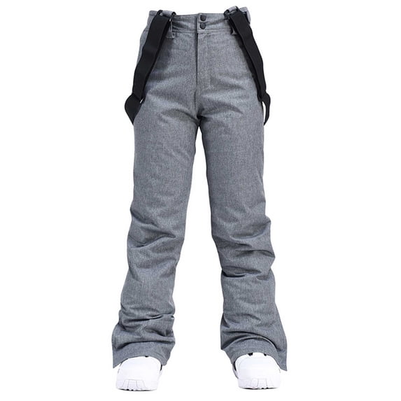 FYEGRE Women Baggy Ski Pants Men Snow Bibs Snowboard Overall Insulated Windproof Waterproof for Winter Sports Women's Insulated Bib Overalls Solid Color Suspenders Trousers Grey XXXL