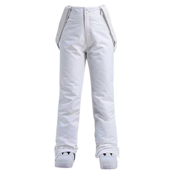 FYEGRE Women Baggy Ski Pants Men Snow Bibs Snowboard Overall Insulated Windproof Waterproof for Winter Sports Women's Insulated Bib Overalls Solid Color Suspenders Trousers White M