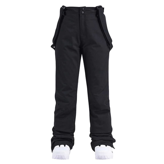 FYEGRE Women Baggy Ski Pants Men Snow Bibs Snowboard Overall Insulated Windproof Waterproof for Winter Sports Women's Insulated Bib Overalls Solid Color Suspenders Trousers Black XL