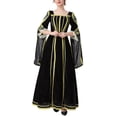 thumbnail image 1 of FYEGRE Women Long Sleeve Square Neck Retro Dress Elegant Maxi for Events and Parties Black M, 1 of 9