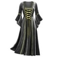 thumbnail image 1 of FYEGRE Women Trumpet Sleeve Irish Dress with Corset Gothic Retro Long Sleeve Traditional Halloween Outfit for Women Grey XL, 1 of 2