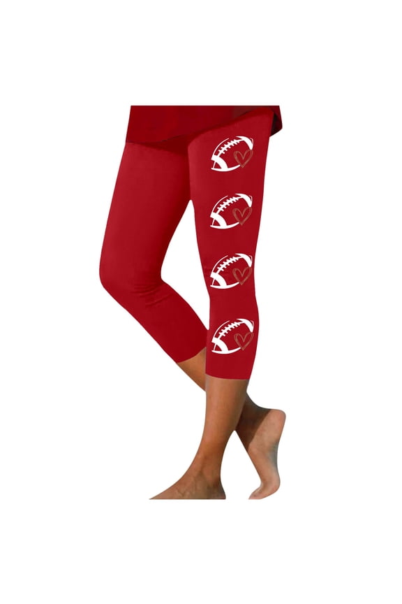 Women's Casual Fashion Rugby Print Sports Leggings for Yoga and Athletic Wear Red XXXL